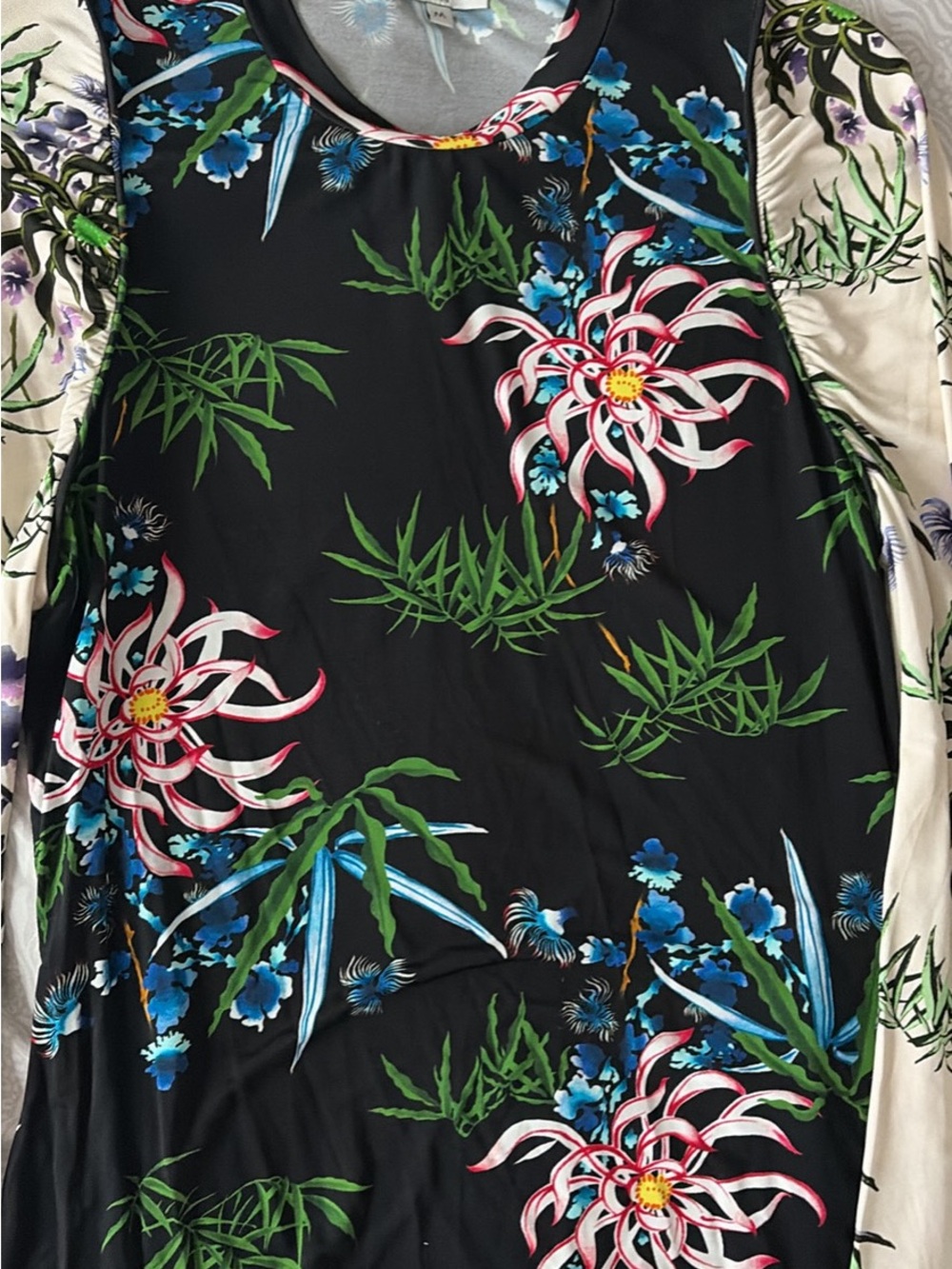 Black Floral Tropical Print Dress